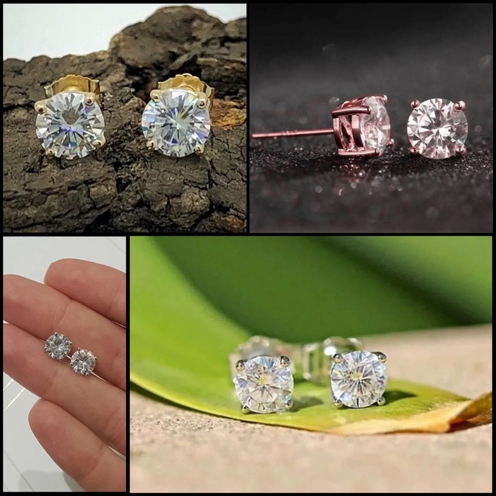 18K Diamond Stud Earrings - 6mm